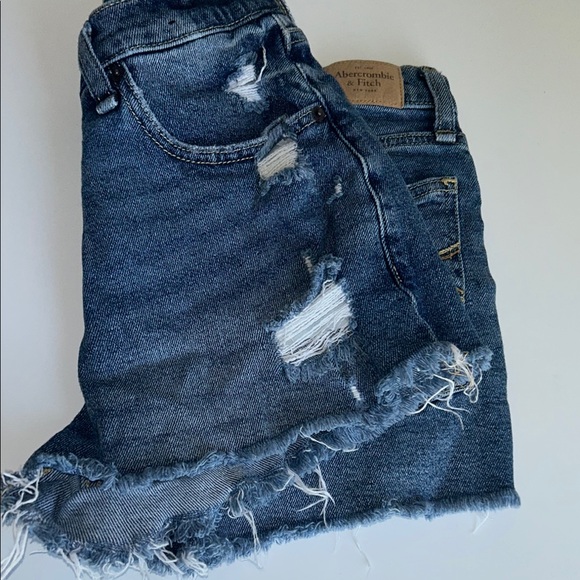 Abercrombie & Fitch Blue Distressed Jean Shorts - Picture 4 of 4
